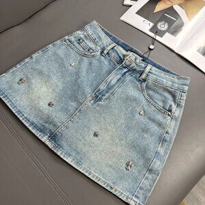 Chrome Hearts Women's Casual Denim Skirt - Blue